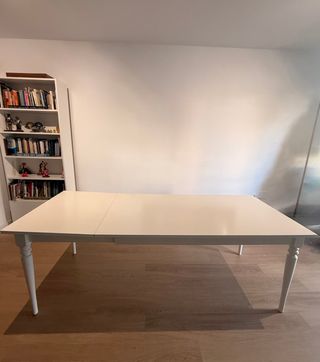 Mesa comedor extensible blanca + 6 sillas