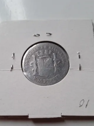 Una peseta 1870 DEM Primera Republica Plata