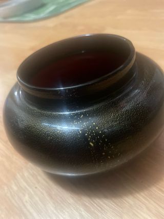 Jarrón de cristal Murano negro y dorado