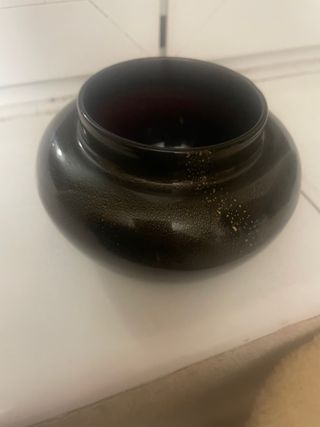 Jarrón de cristal Murano negro y dorado