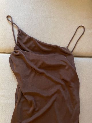 Vestido fiesta marrón escote espalda T.36/38