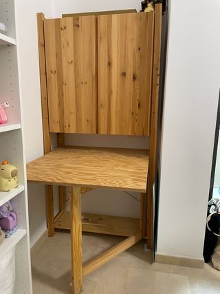 Armario con escritorio abatible pino macizo IVAR