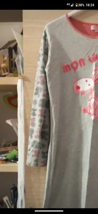 Camicia da notte donna grigia con stampa