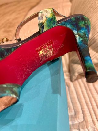 Sandalias fiesta pedrería Cuplé azul verde