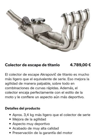 Colectores Akrapovic BMW M1000