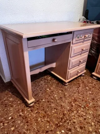 Escritorio madera pino salmón con cajones