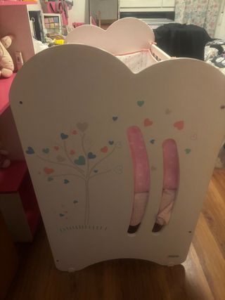 Cuna completa bebé, colchón sábanas chichoneras