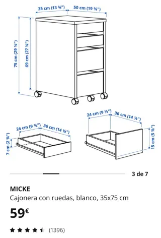 Cajonera Ikea Micke blanca