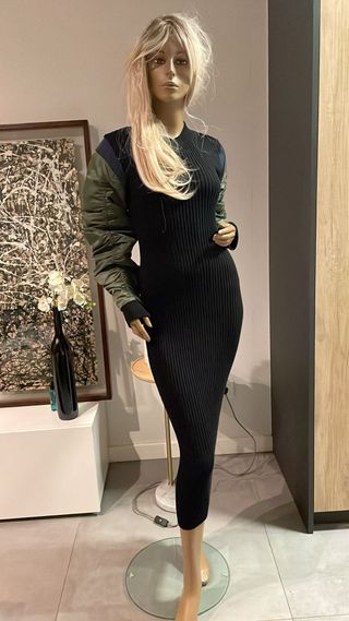 Vestido Zara Negro Verde Militar Talla S