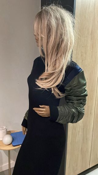 Vestido Zara Negro Verde Militar Talla S