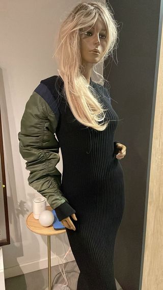 Vestido Zara Negro Verde Militar Talla S