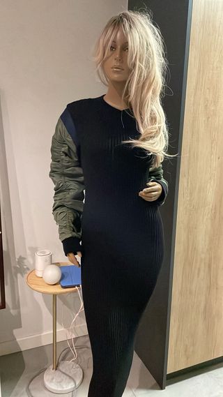 Vestido Zara Negro Verde Militar Talla S