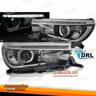 Faro Toyota Hilux 16 LED DRL negro