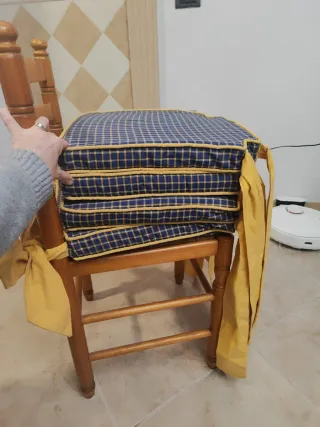 Cojines para Sillas Cuadros Azul y amarillo