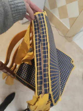 Cojines para Sillas Cuadros Azul y amarillo