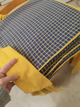 Cojines para Sillas Cuadros Azul y amarillo