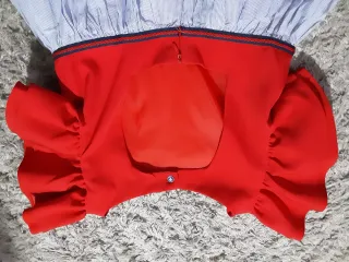 Vestido Ceremonia Fiesta Azul y Rojo talla 6