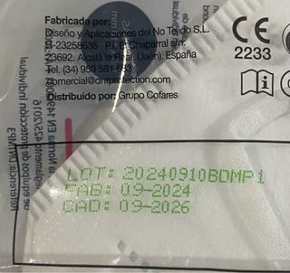 Mascarillas FFP2 NR.Caducidad Septiembre 2026.