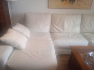 Sofá chaiselongue piel blanco