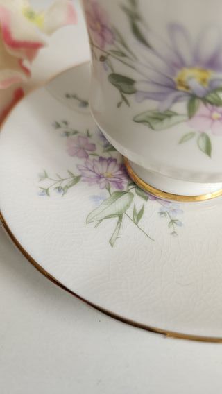 Taza y platillo de porcelana floral