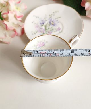 Taza y platillo de porcelana floral