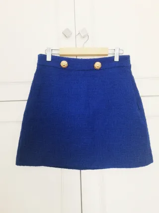 Falda Zara azul botones talla S