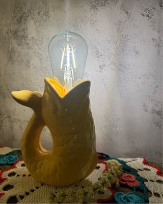 Candeeiro peixe cerâmica amarelo