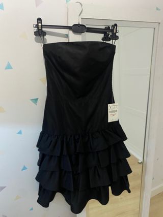 Vestido fiesta Zara negro volantes