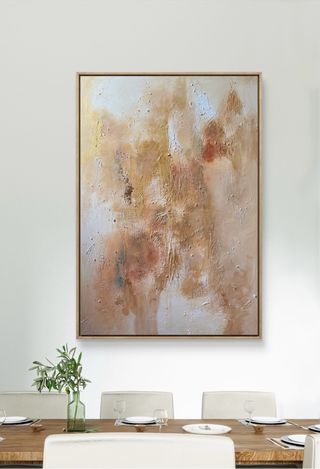 Díptico grande abstracto beige y dorado