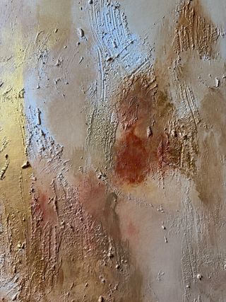 Díptico grande abstracto beige y dorado