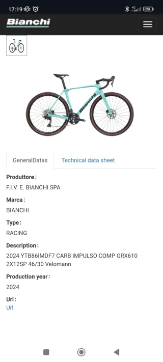 Bicicleta Gravel Bianchi Impulso Comp