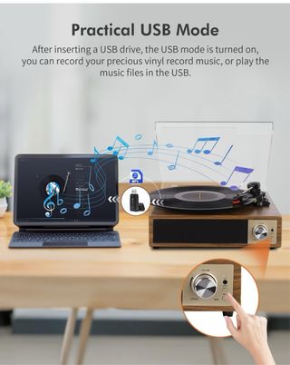 Tocadiscos Vinilo Madera con Altavoces