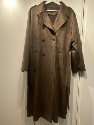 Gabardina Zara efecto ante verde Talla M