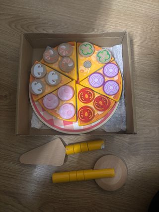 Juego de pizza de madera para niños