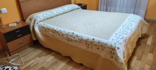 Edredón bordado con dos cojines a juego nuevo.