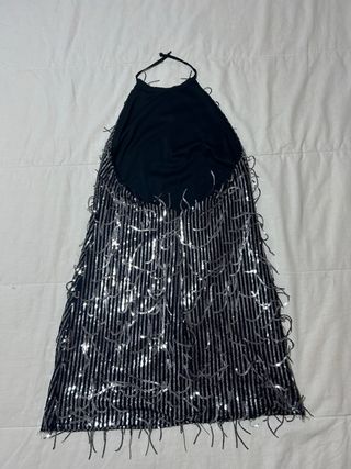 Vestido de fiesta lentejuelas plateadas