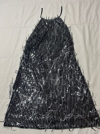 Vestido de fiesta lentejuelas plateadas