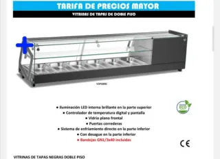 Vitrina expositora tapas 6 bandejas 2 plantas