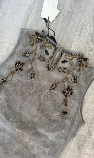 Body Zara Tul con Abalorios Talla L