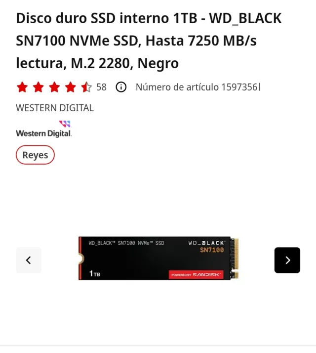 SSD 1TB WD_BLACK SN7100 NVMe 7250MB/s