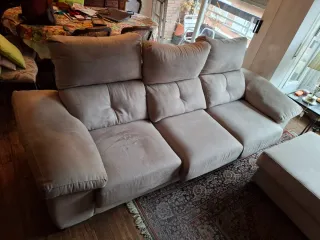 Sofá 3 plazas tela beige