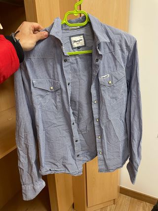 Camisa Wrangler cuadros azul y blanco Talla M