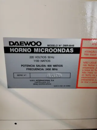 Microondas Daewoo Blanco