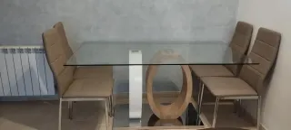 Mesa Comedor Cristal y Madera