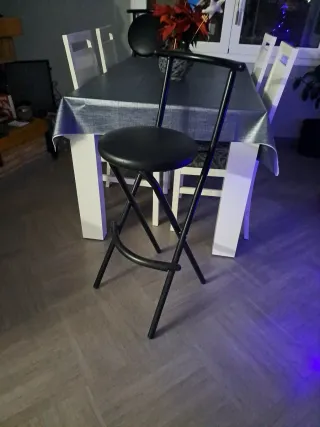 2 Taburetes Barra Negros plegables