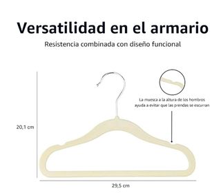 Perchas Terciopelo Antideslizante Beige (Pack)