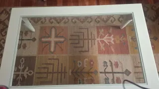 Mesa de comedor madera maciza y cristal