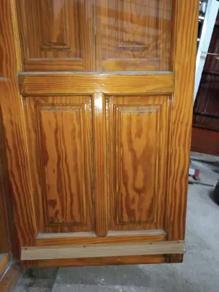 Puerta balconera pino medio punto