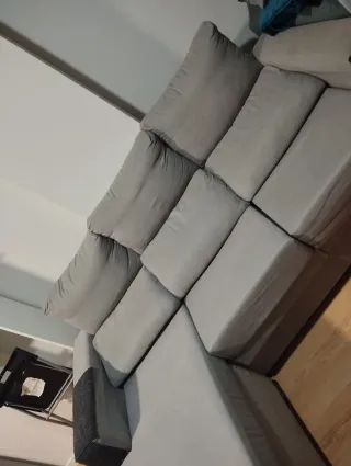Sofá 2 plazas + chaiselongue gris