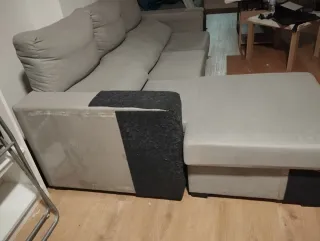 Sofá 2 plazas + chaiselongue gris